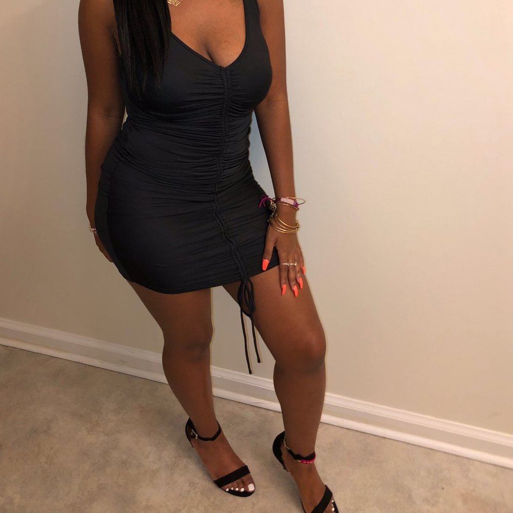 Shanghai ruched dress fashion nova black